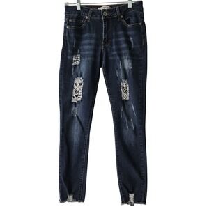 Muselooks Madison Womens 5 Distressed Dark Wash Jeans Y2K Juniors Denim